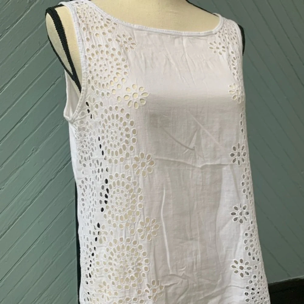 Loft White Linen Crotchet Top - Picture 2 of 3